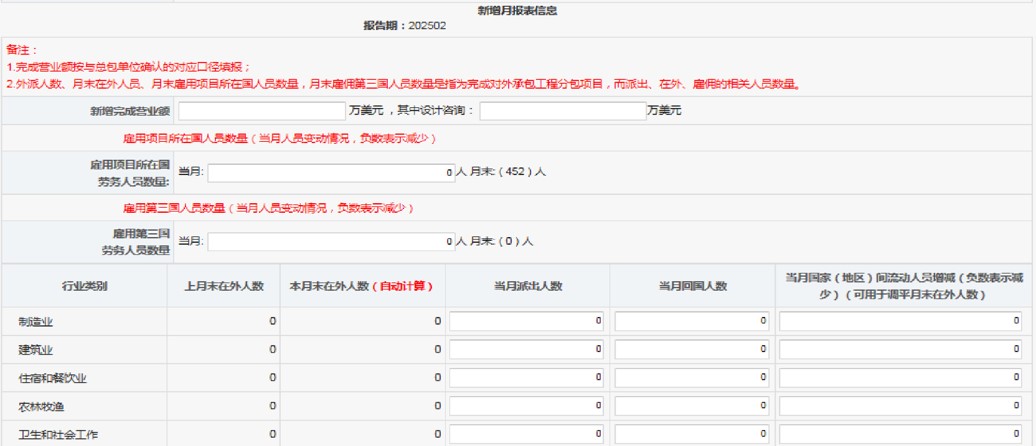 分包项目月报填报
